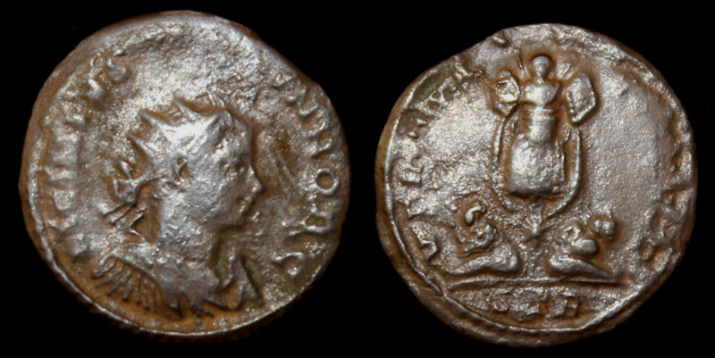 Licinius II, Æ3, Radiate, Virtus and Trophy